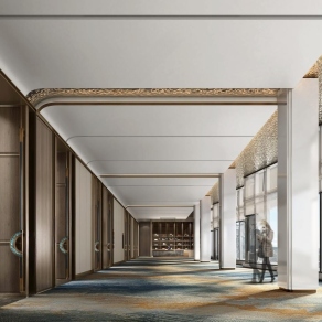 现代酒店宴会前厅3D模型下载